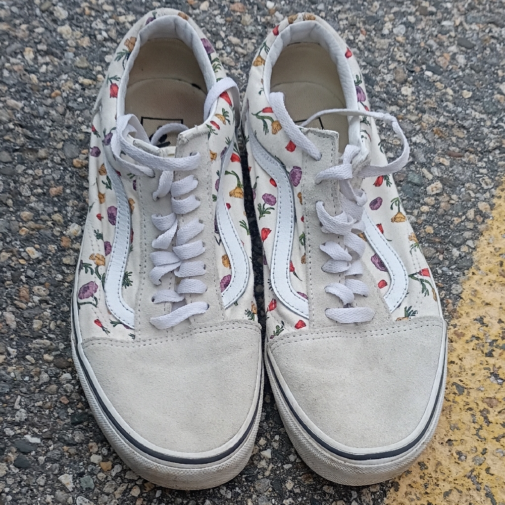 Vans White Floral Canvas Sneakers